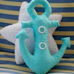 Aqua Minky Dot Anchor Pillow Nautical Nursery Decor - thumbnail 4