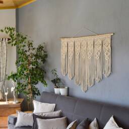 Handmade Macrame Curtain Wall Hanging, Boho Decor, Door Nursery, Housewarming, Home Gift, Bohemian Decor - thumbnail 2