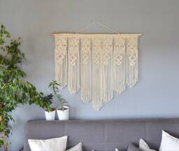 Handmade Macrame Curtain Wall Hanging, Boho Decor, Door Nursery, Housewarming, Home Gift, Bohemian Decor - thumbnail 1