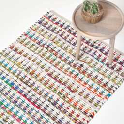 Luxury Handwoven Cotton Chindi Rug Multi-Coloured Diamond Design - thumbnail 1