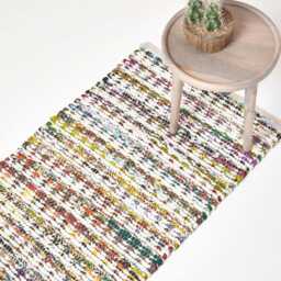 Luxury Handwoven Cotton Chindi Rug Multi-Coloured Diamond Design - thumbnail 3
