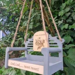 Personalised Bird Feeder, Seed, Swing Bench, Wooden Chair, Nanny Garden, Engraved Sign, Feed The Birds, Garden Gift, Christmas Present - thumbnail 4