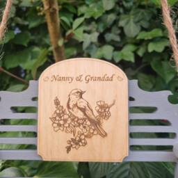 Personalised Bird Feeder, Seed, Swing Bench, Wooden Chair, Nanny Garden, Engraved Sign, Feed The Birds, Garden Gift, Christmas Present - thumbnail 3