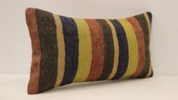 Vintage Kilim Pillow Cover 10x20, Turkish Wool Cushion - thumbnail 1