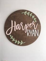 Personalized Wooden Baby Name Sign Farmhouse Nursery Decor - thumbnail 1