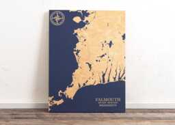 Falmouth, Massachusetts Map - Engraved Wood Coastal Chart Wall Art Sign, Beach Home Decor Nautical Print, Unique Personalized Family Gift - thumbnail 1