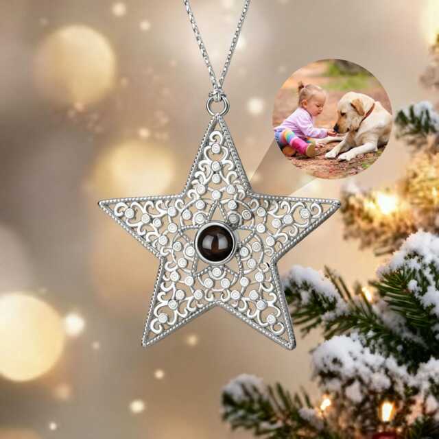 Custom Christmas Photo Ornament, Memorial Picture Projection Tree Decoration, Family Decor - image 1