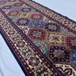 Afghan Handwoven Kashi Runner Rug Traditional Tribal Hallway Carpet - 13x3 Ft - thumbnail 2