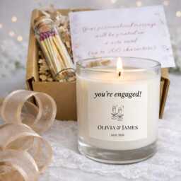 Engagement Candle Gift For Couple, You're Engaged Keepsake With Names Date, Present - thumbnail 3
