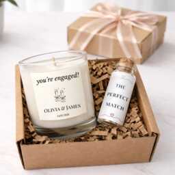 Engagement Candle Gift For Couple, You're Engaged Keepsake With Names Date, Present - thumbnail 1