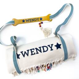Personalised Beach Towel & Carrier Strap - Soft Cotton Towels Yoga Mat Strap Gift Set For Her- Mom 2nd Anniversary - thumbnail 3