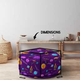 Personalised Space Planets Kids Pouffe - Custom Name & Background Colour Fun Galaxy Seat Bedroom Decor Theme Furniture Gift - thumbnail 2