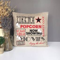 Cinema Decor, Linen Cushion, Pillows With Sayings, Cinema, Decorative For Couch, Pillow Cover, Movie Lover, Home Theater Decor - thumbnail 3