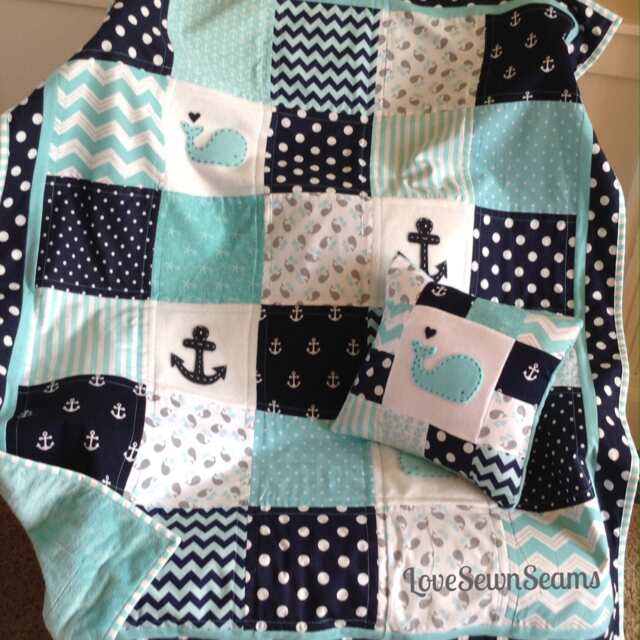 Nautical Baby Quilt/Coastal Quilt/Baby Quilt/Handmade Baby Quilt/Nautical Blanket/Nautical Crib Bedding - image 1