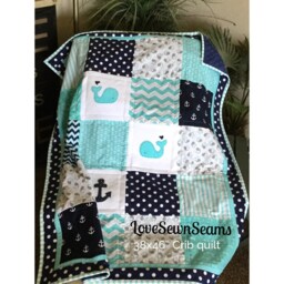 Nautical Baby Quilt/Coastal Quilt/Baby Quilt/Handmade Baby Quilt/Nautical Blanket/Nautical Crib Bedding - thumbnail 2