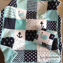 Nautical Baby Quilt/Coastal Quilt/Baby Quilt/Handmade Baby Quilt/Nautical Blanket/Nautical Crib Bedding - thumbnail 1