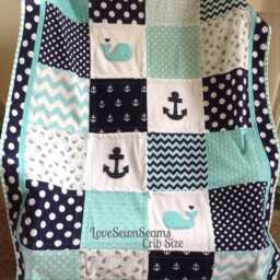 Nautical Baby Quilt/Coastal Quilt/Baby Quilt/Handmade Baby Quilt/Nautical Blanket/Nautical Crib Bedding - thumbnail 3
