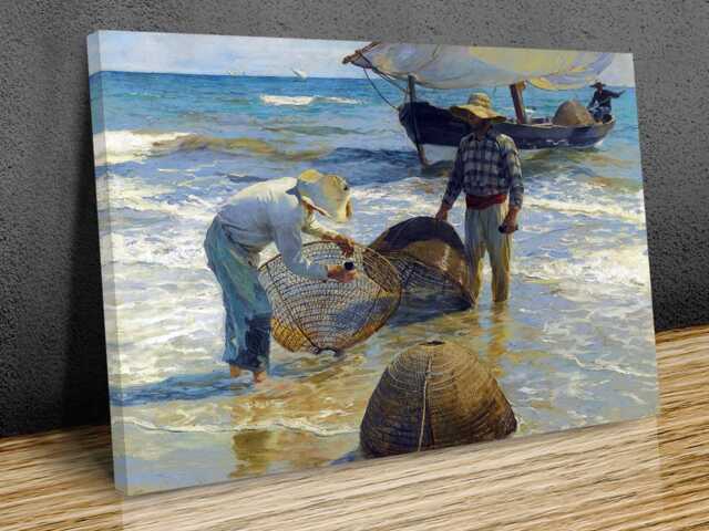 Valencian Fishermen By Joaqu??n Sorolla, Wall Art , Hangings , Home D??cor, Mounted Canvas Print Ready To Hang - image 1