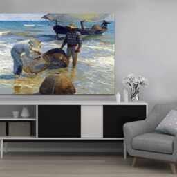 Valencian Fishermen By Joaqu??n Sorolla, Wall Art , Hangings , Home D??cor, Mounted Canvas Print Ready To Hang - thumbnail 2