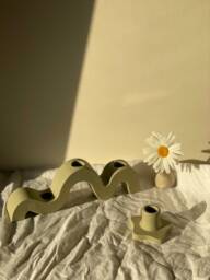 Wavy Triple Candle Holder - Concrete Sculptural Candlestick Handmade Home Decor Modern Table