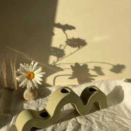 Wavy Triple Candle Holder - Concrete Sculptural Candlestick Handmade Home Decor Modern Table - thumbnail 3