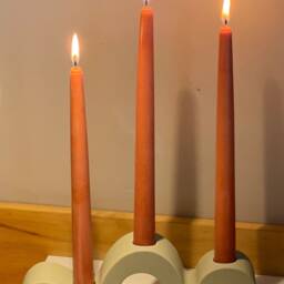 Wavy Triple Candle Holder - Concrete Sculptural Candlestick Handmade Home Decor Modern Table - thumbnail 2