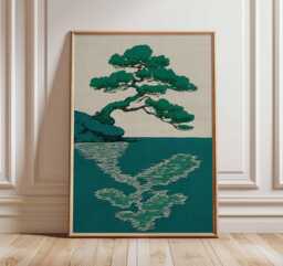 Japanese Tree Reflection Print, Zen Nature Wall Art, Minimalist Landscape Artwork, Calm Botanical Home Decor, Serenity Art - thumbnail 1