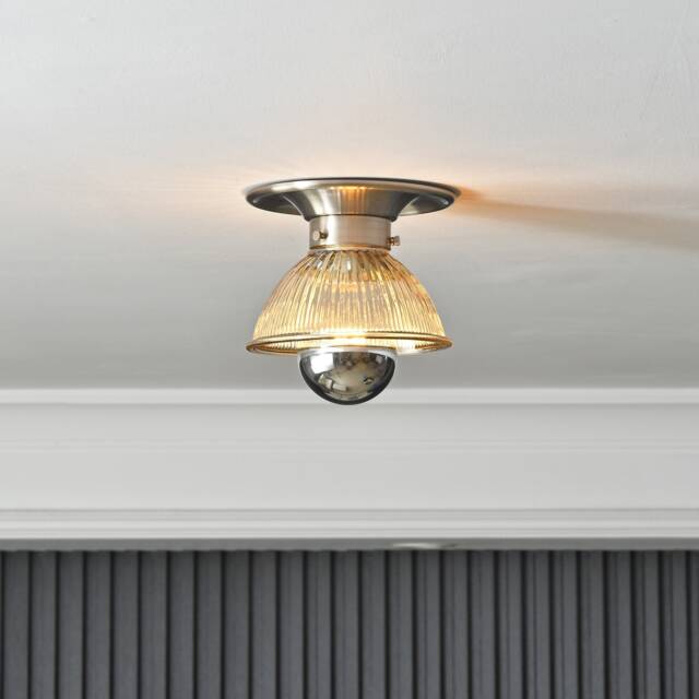 Nickel Ceiling Light With Tinted Glass Bowl Shade - Modern Bathroom Vanity & Hallway Lighting Mid Century Industrial Wall Sconce Bonnie - image 1