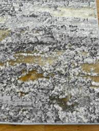 New Modern Ochre Gold Silver Grey Cream Metallic Marble Wave Design Rug Colorful Silky Soft Good Quality Floor Area Mats UK - thumbnail 2