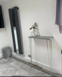 Grey Console Table, Hallway Narrow Silver Hairpin Legs L Modern Rustic Furniture - thumbnail 1