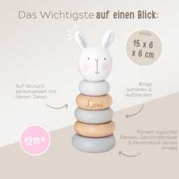 Personalized Stacking Tower, Baby Gifts, Toys, Present, Birth Gift, Tower - thumbnail 2