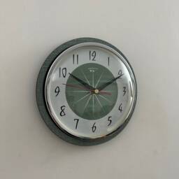 Sage Green Hubb Wall Clock Mid-Century Modern Atomic Jetsons Style - thumbnail 3