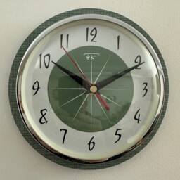 Sage Green Hubb Wall Clock Mid-Century Modern Atomic Jetsons Style