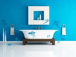 Wall Decal Sea Life, Life Wall Sticker, Fish Bathroom Vinyl Stencil, Decoration - thumbnail 1