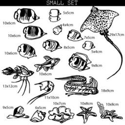 Wall Decal Sea Life, Life Wall Sticker, Fish Bathroom Vinyl Stencil, Decoration - thumbnail 2