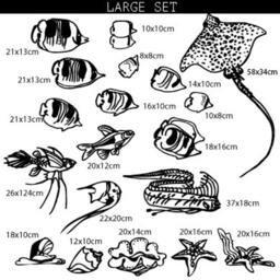 Wall Decal Sea Life, Life Wall Sticker, Fish Bathroom Vinyl Stencil, Decoration - thumbnail 3