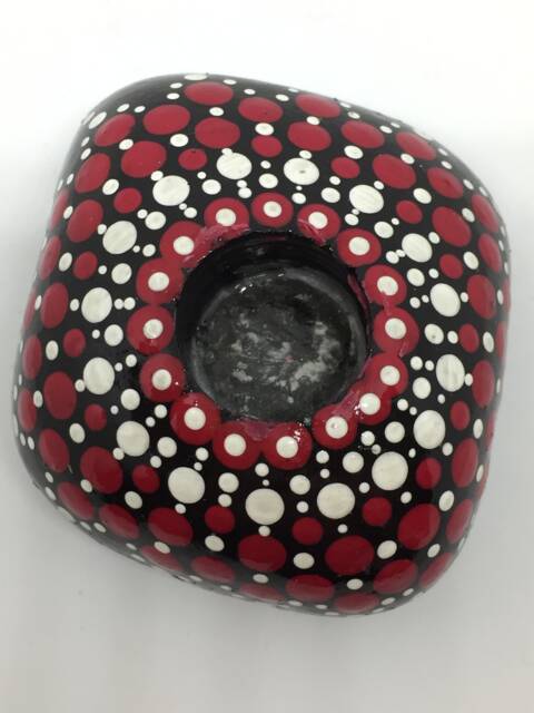 Mandalastein Candle Holder Red/White - image 1