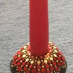 Mandalastein Candle Holder Red/White - thumbnail 2