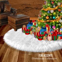 Faux Fur Christmas Tree Skirt - Soft Brown Holiday Decor - thumbnail 3