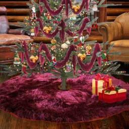 Faux Fur Christmas Tree Skirt - Soft Brown Holiday Decor - thumbnail 4