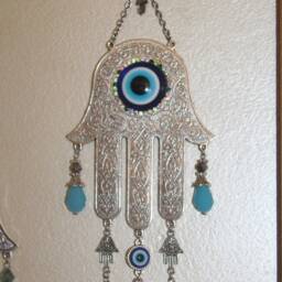 Handmade Turquoise Hamsa Wall Hanging Evil Eye Home Decor - thumbnail 4