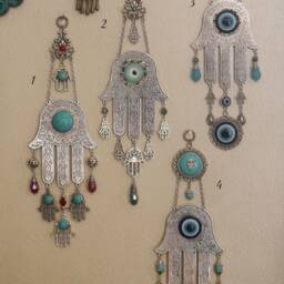 Handmade Turquoise Hamsa Wall Hanging Evil Eye Home Decor - thumbnail 2