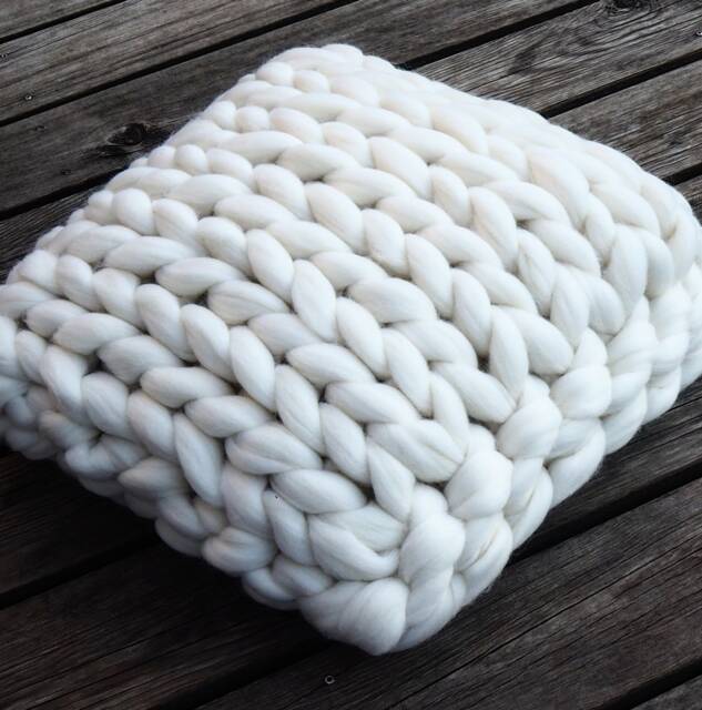 Knit Decorative Pillow, Chunky Yarn Knitted Organic Wool Home Decor - image 1