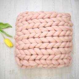 Knit Decorative Pillow, Chunky Yarn Knitted Organic Wool Home Decor - thumbnail 4