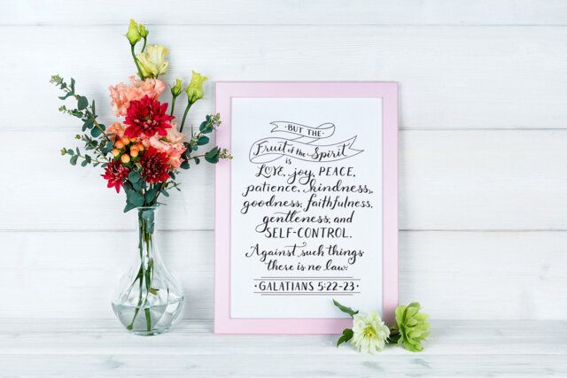Bible Verse Wall Art ~ Fruit Of The Spirit Galatians 522-23 Hand-Lettered Design Black - image 1