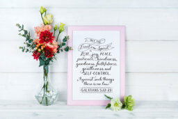 Bible Verse Wall Art ~ Fruit Of The Spirit Galatians 522-23 Hand-Lettered Design Black - thumbnail 1