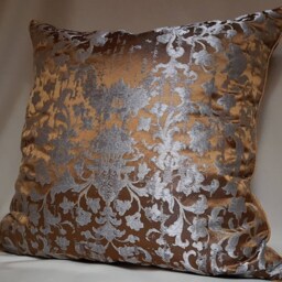 Silk Jacquard Rubelli Fabric Throw Pillow Cushion Cover Bronze & Silver Les Indes Galantes Pattern - Handmade in Italy - thumbnail 4