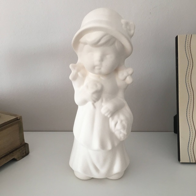 Ceramic Little Girl With Flowers, Ready To Paint, Unpainted Sculptures, Beautiful Girls, Bisque Gift For Girl, Art Figure - image 1