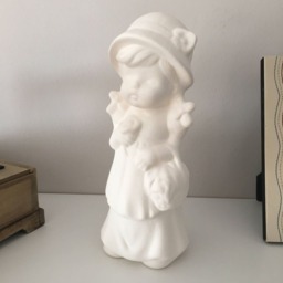 Ceramic Little Girl With Flowers, Ready To Paint, Unpainted Sculptures, Beautiful Girls, Bisque Gift For Girl, Art Figure - thumbnail 2
