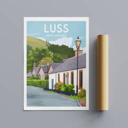 Luss Village Print - Argyll & Bute Scotland Scottish Travel Poster - thumbnail 2
